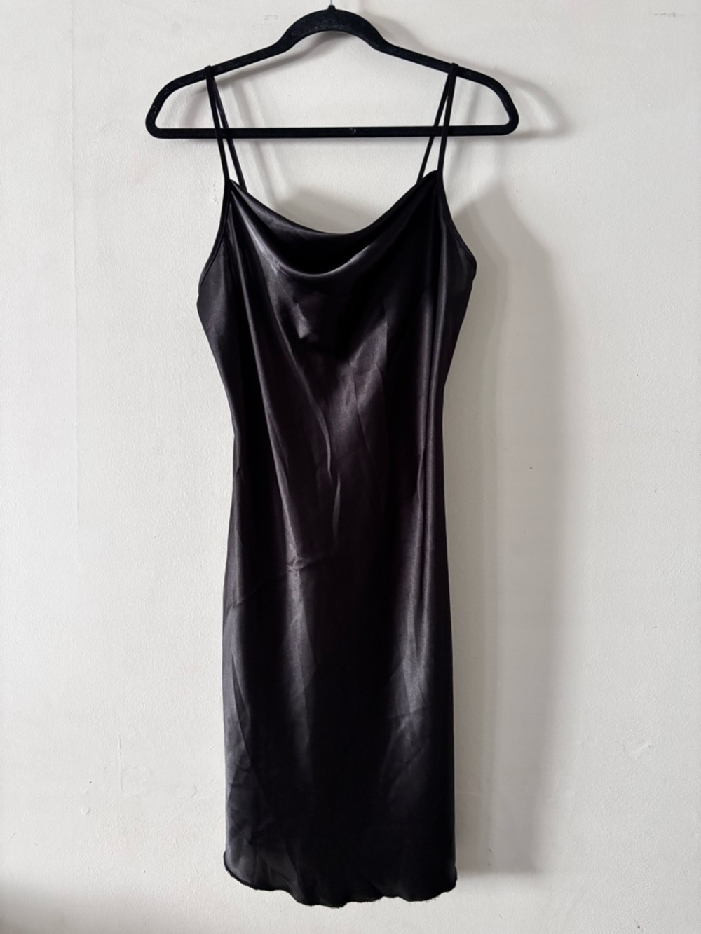 Bebe Satin Cowl Neck Slip Dress - Black